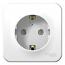 Розетка силовая Systeme Electric Blanca со шторками, с монтаж. пластиной, белая 16А