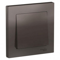Выключатель одноклавишный Schneider Electric Atlas Design в сборе с рамкой, мокко &mdash; Multielectrika