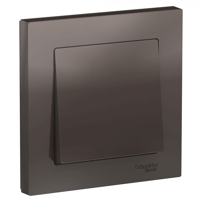 Выключатель одноклавишный Schneider Electric Atlas Design в сборе с рамкой, мокко фото 1 — Multielectrika
