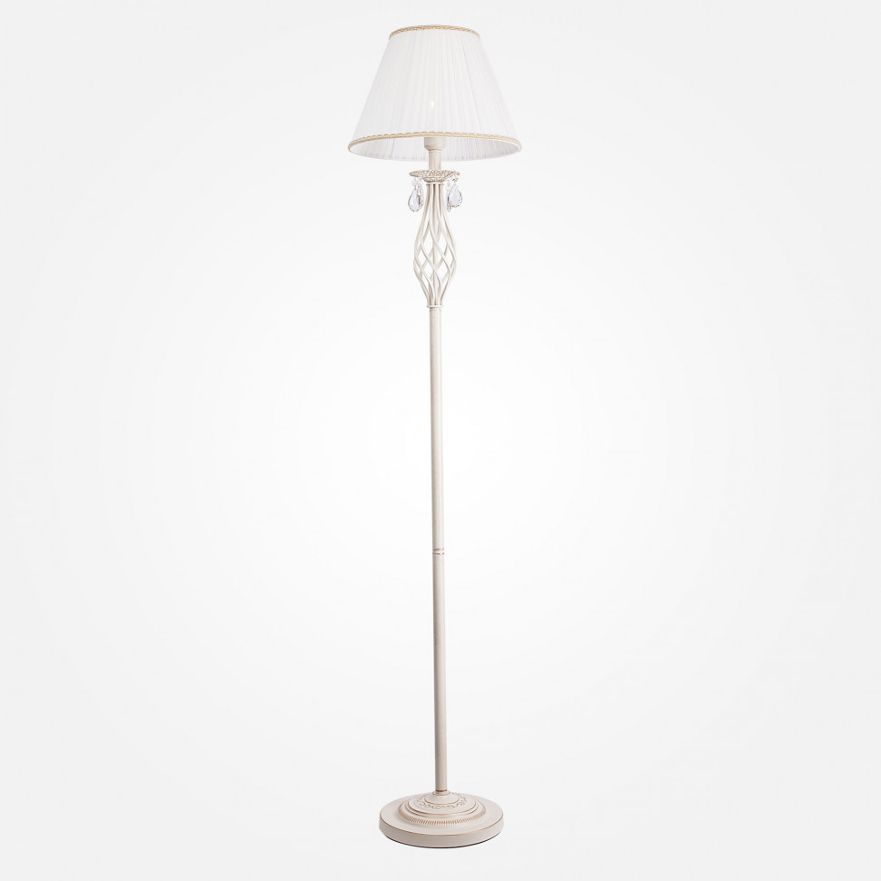 Напольный светильник с хрусталем 10073/1 белый с золотом фото 1 — Multielectrika