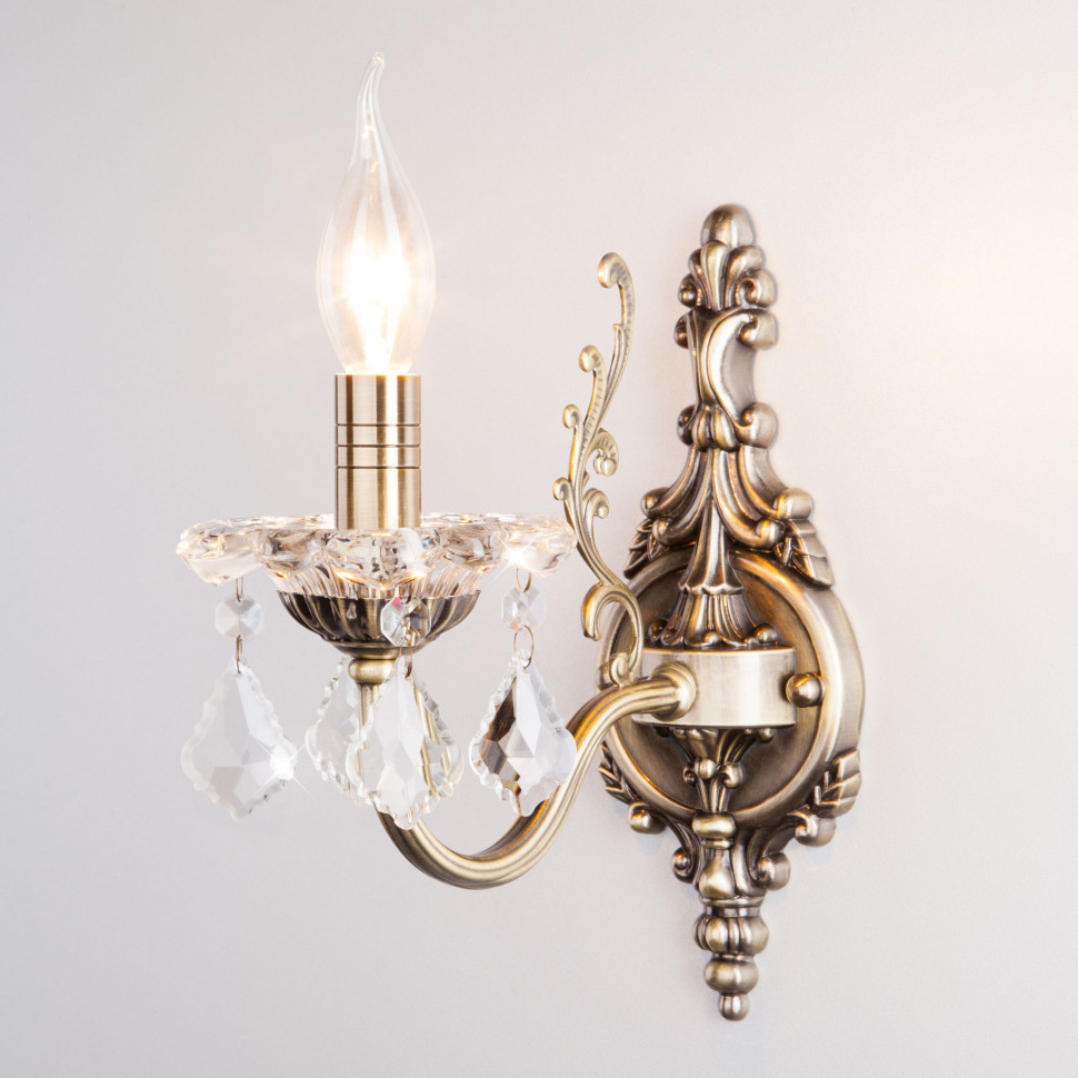 Бра с хрусталем 3281/1 античная бронза / прозрачный хрусталь фото 1 — Multielectrika