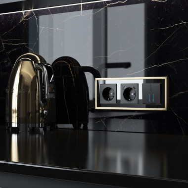 Рамка из металла на 3 поста Baguette черный/латунь W0032852 &mdash; Multielectrika