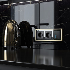 Рамка из металла на 3 поста Baguette черный/латунь W0032852 &mdash; Multielectrika