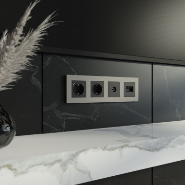 W0042917/ Рамка на 4 поста Slab (дымчатый софт) W0042917 &mdash; Multielectrika