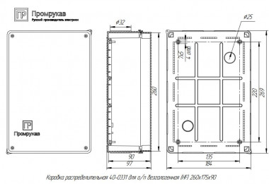 Коробка распределительная Промрукав 273х188х96 для открытой установки с вырезными отверстиями — Multielectrika