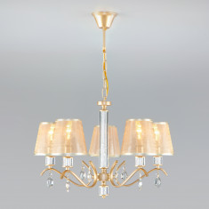 Классическая люстра с абажурами 60103/5 перламутровое золото &mdash; Multielectrika