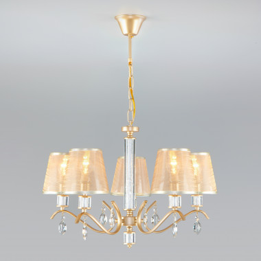 Классическая люстра с абажурами 60103/5 перламутровое золото — Multielectrika