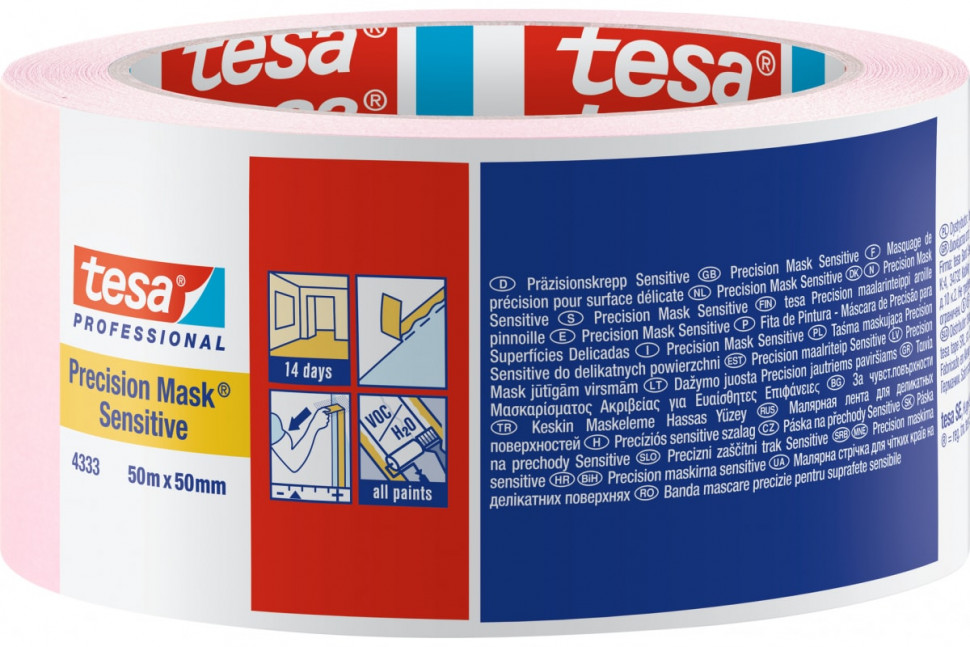Малярная лента Tesa для деликатных поверхностей, 30 мм х 50 м розовая фото 1 — Multielectrika
