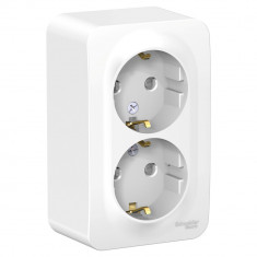 Розетка двойная Systeme Electric Blanca со шторками, белая 16А &mdash; Multielectrika