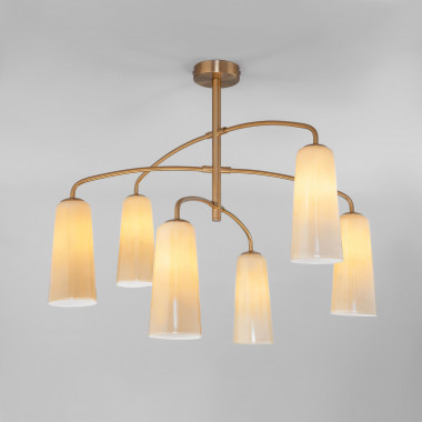 Потолочная люстра со стеклянными плафонами 70137/6 латунь — Multielectrika