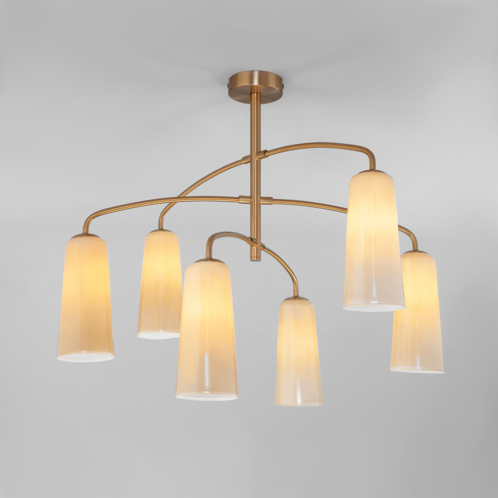 Потолочная люстра со стеклянными плафонами 70137/6 латунь фото 1 — Multielectrika