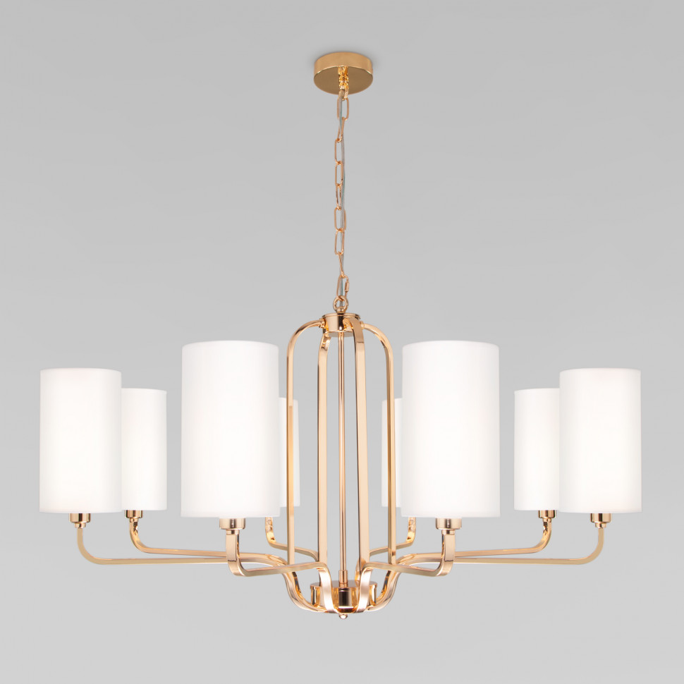 Подвесная люстра с тканевыми абажурами 60128/8 золото фото 1 — Multielectrika