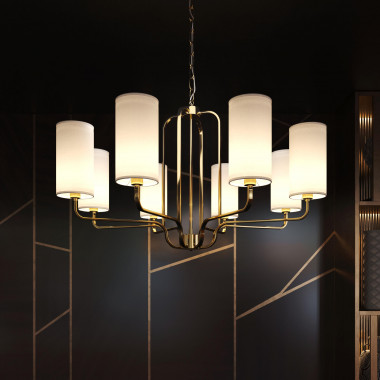 Подвесная люстра с тканевыми абажурами 60128/8 золото — Multielectrika