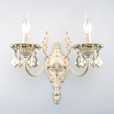 Бра с тонированным хрусталем 3281/2 белый с золотом / тонированный хрусталь — Multielectrika