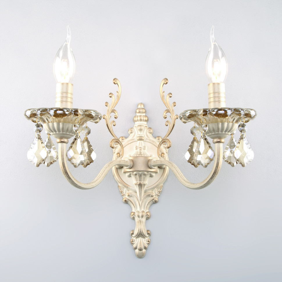 Бра с тонированным хрусталем 3281/2 белый с золотом / тонированный хрусталь фото 1 — Multielectrika