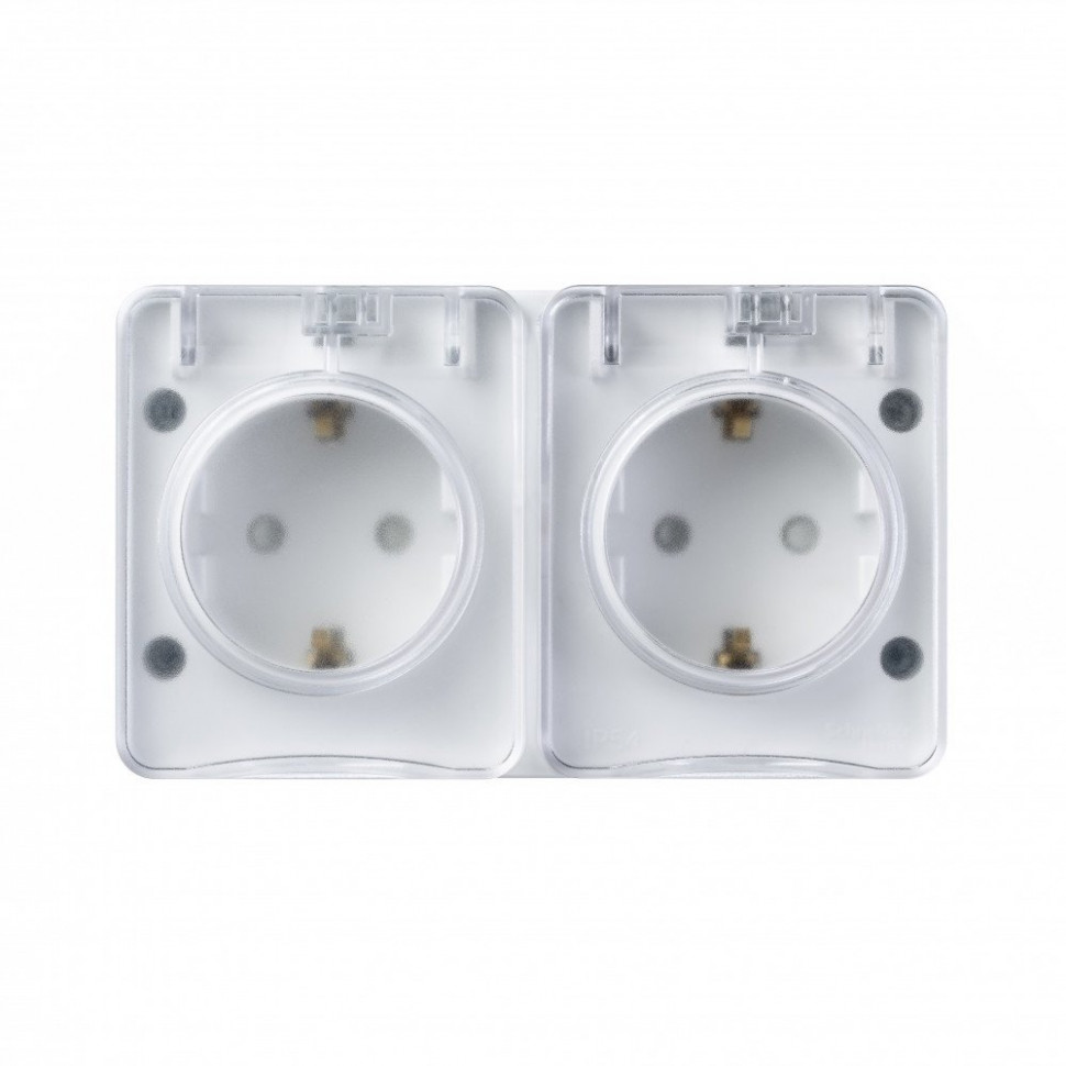 Розетка двойная с заземлением со шторками 16А 250B Schneider Electric AtlasDesign Profi54, белый ATN540126 фото 1 — Multielectrika