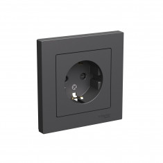 Розетка силовая Systeme Electric AtlasDesign со шторками, в сборе, 16А, базальт &mdash; Multielectrika
