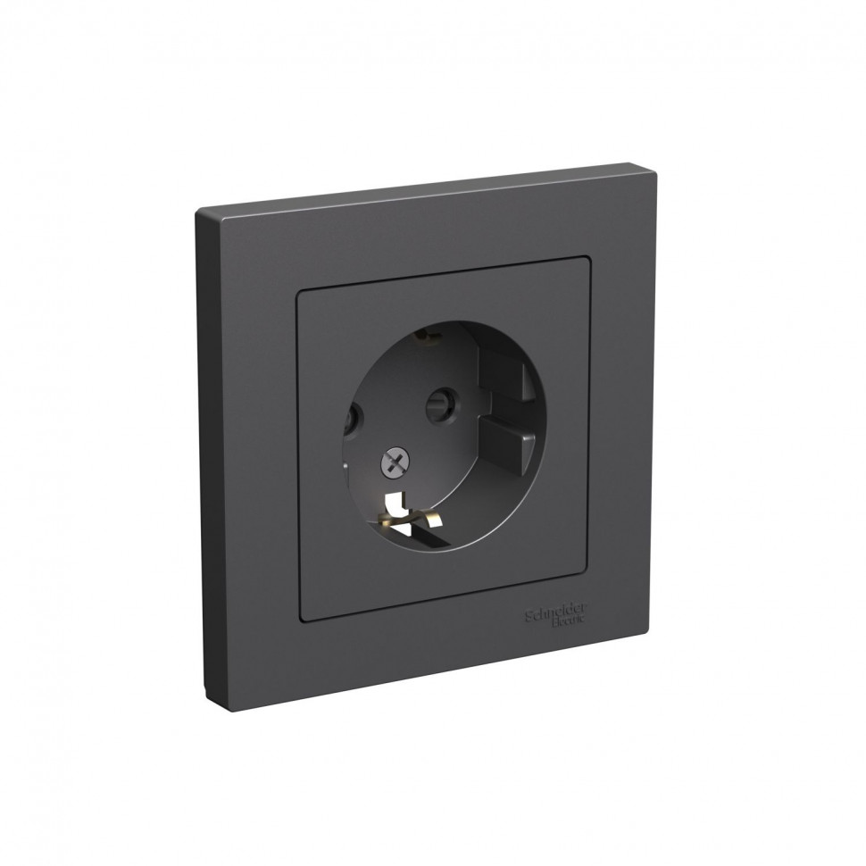 Розетка силовая Systeme Electric AtlasDesign со шторками, в сборе, 16А, базальт фото 1 — Multielectrika