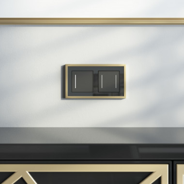 Рамка из металла на 2 поста Baguette черный/латунь W0022852 &mdash; Multielectrika