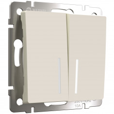 Выключатель двухклавишный проходной с подсветкой (айвори матовый) W1122162 &mdash; Multielectrika