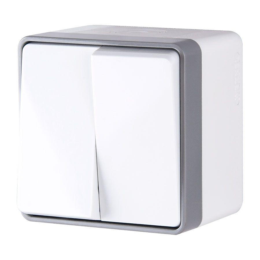 Выключатель двухклавишный влагозащищенный Gallant белый WL15-03-02 фото 1 &mdash; Multielectrika