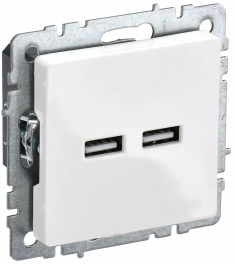 Розетка USB A+A 5В 3,1А IEK Brite РЮ10-1-БрБ белая &mdash; Multielectrika