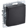 Розетка с заземлением с защитными шторками и крышкой 16А IP44 IEK Brite РСбш10-3-44-БрЧ черная