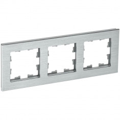 Рамка на 3 поста IEK Brite РУ-3-1-БрА металл алюминий &mdash; Multielectrika