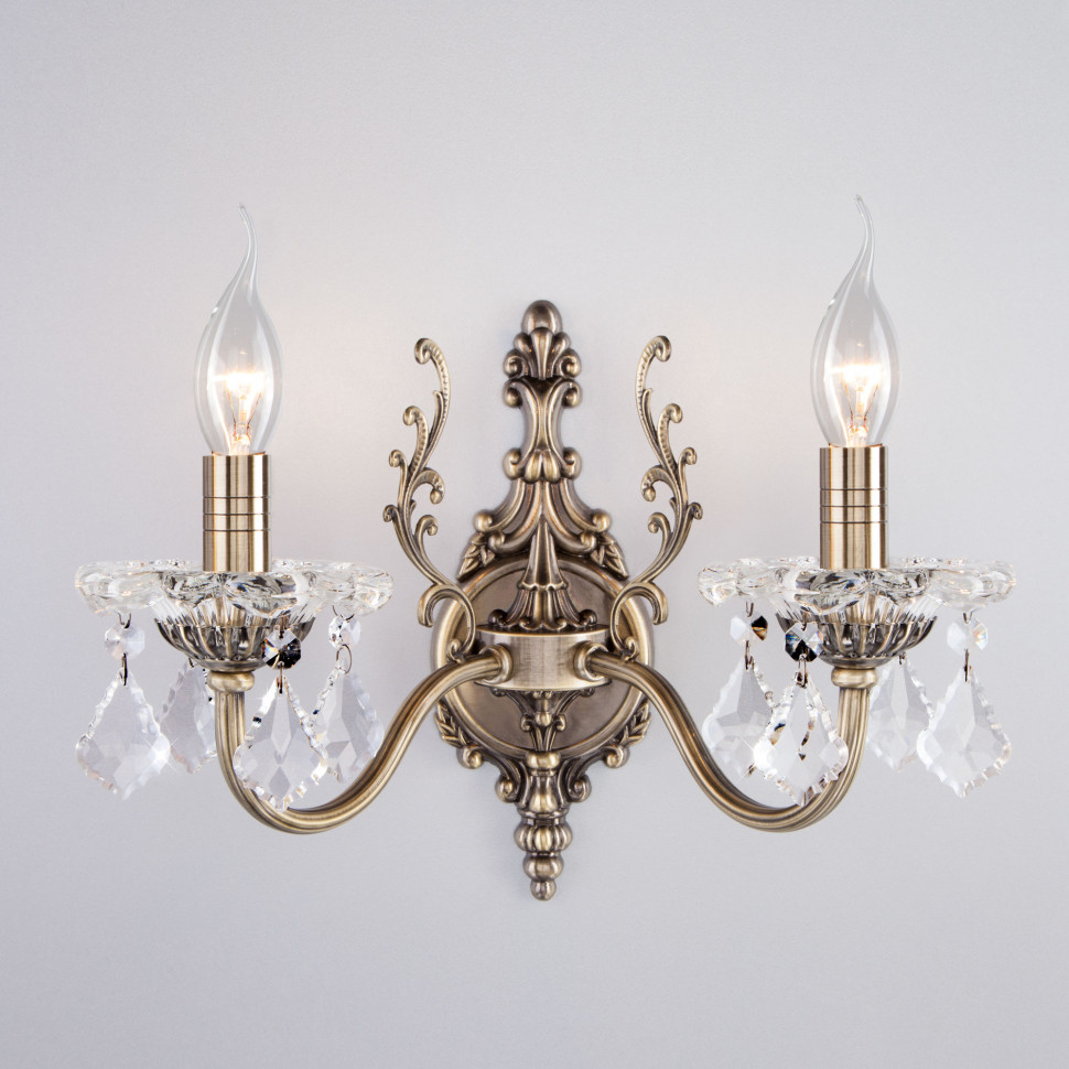 Бра с хрусталем 3281/2 античная бронза / прозрачный хрусталь фото 1 — Multielectrika