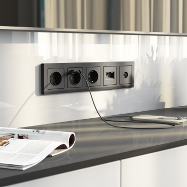 Рамка из поликарбоната на 5 постов Stark графит матовый W0051864 — Multielectrika