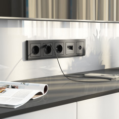 Рамка из поликарбоната на 5 постов Stark графит матовый W0051864 &mdash; Multielectrika