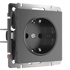 Розетка с заземлением и шторками (графит рифленый) W1171104 &mdash; Multielectrika