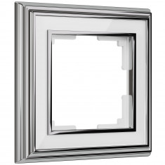 Рамка на 1 пост (хром/белый) W0011331 &mdash; Multielectrika