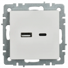 Розетка USB A+C 18Вт IEK Brite РЮ11-1-БрБ белая &mdash; Multielectrika
