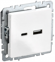 Розетка USB A+C 18Вт IEK Brite РЮ11-1-БрБ белая &mdash; Multielectrika