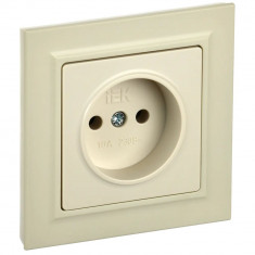 Розетка без заземления без защитных шторок 10А в сб. IEK Brite РСР10-1-0-БрКр бежевая &mdash; Multielectrika