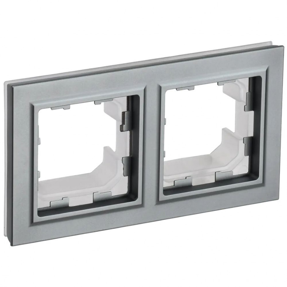 Рамка на 2 поста IP44 IEK Brite РУ-2-БрС-44 сталь фото 1 — Multielectrika