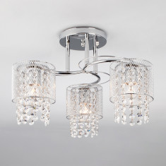 Потолочный светильник с металлическими плафонами и хрусталем 30137/3 хром &mdash; Multielectrika