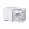 Блок: розетка со шторками 16А 250B, выключатель 2-клавишный 10А Schneider Electric AtlasDesign Profi54, белый ATN540174