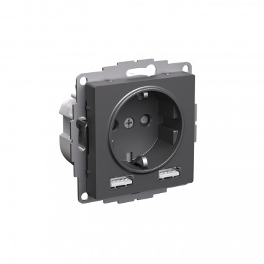 Розетка силовая+USB A+A Systeme Electric AtlasDesign 16А, 5В/2,4А, 2х5В/1,2А, базальт — Multielectrika