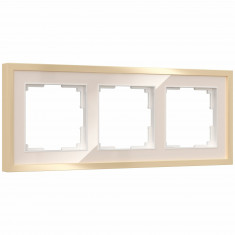 Рамка из металла на 3 поста Baguette айвори/латунь W0032851 &mdash; Multielectrika
