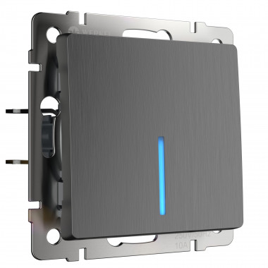 Выключатель одноклавишный с подсветкой (графит рифленый) W1110104 — Multielectrika