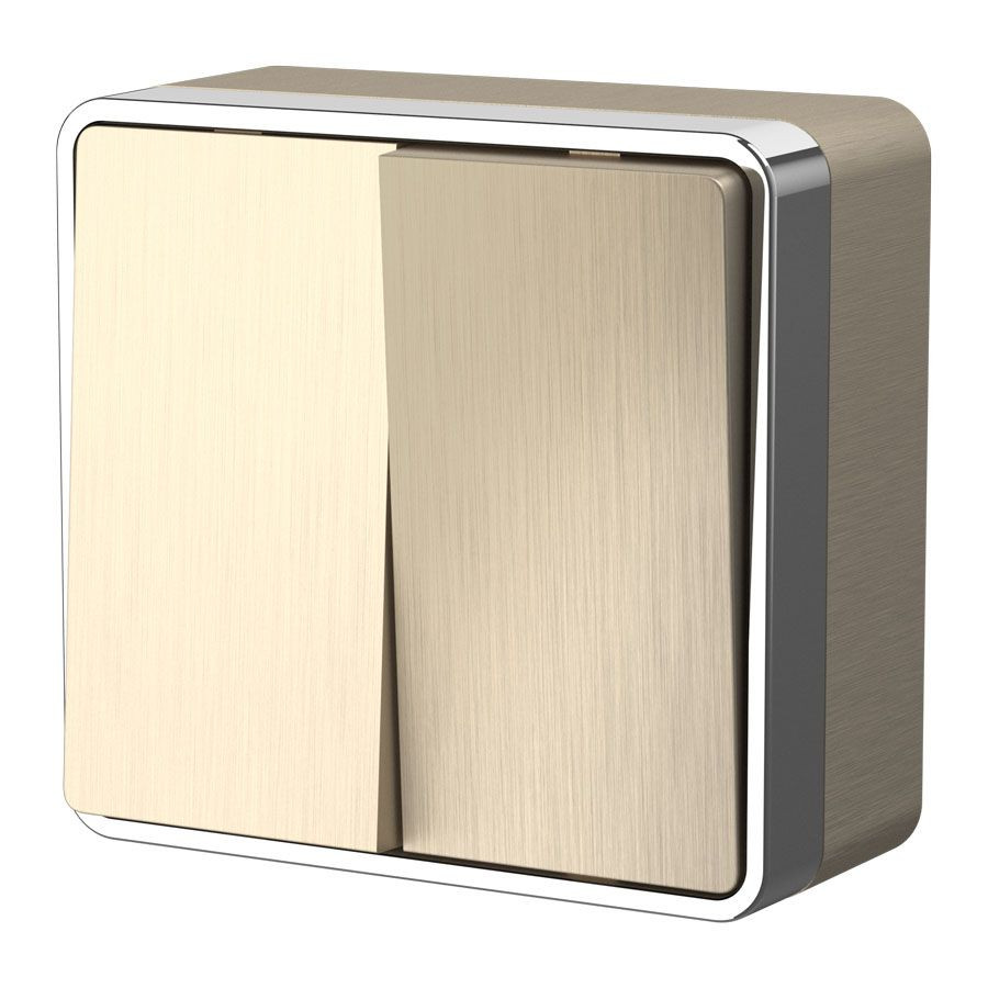 Выключатель двухклавишный Gallant шампань рифленый W5020010 фото 1 &mdash; Multielectrika