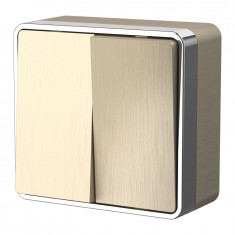 Выключатель двухклавишный Gallant шампань рифленый W5020010 &mdash; Multielectrika