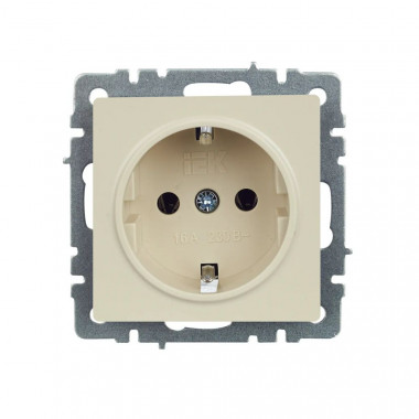 Розетка с заземлением без защитных шторок 16А IEK Brite РС11-1-0-БрКр бежевая — Multielectrika
