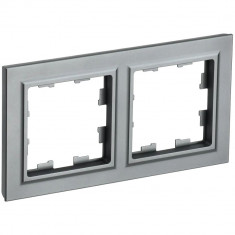 Рамка на 2 поста IEK Brite РУ-2-БрС сталь &mdash; Multielectrika