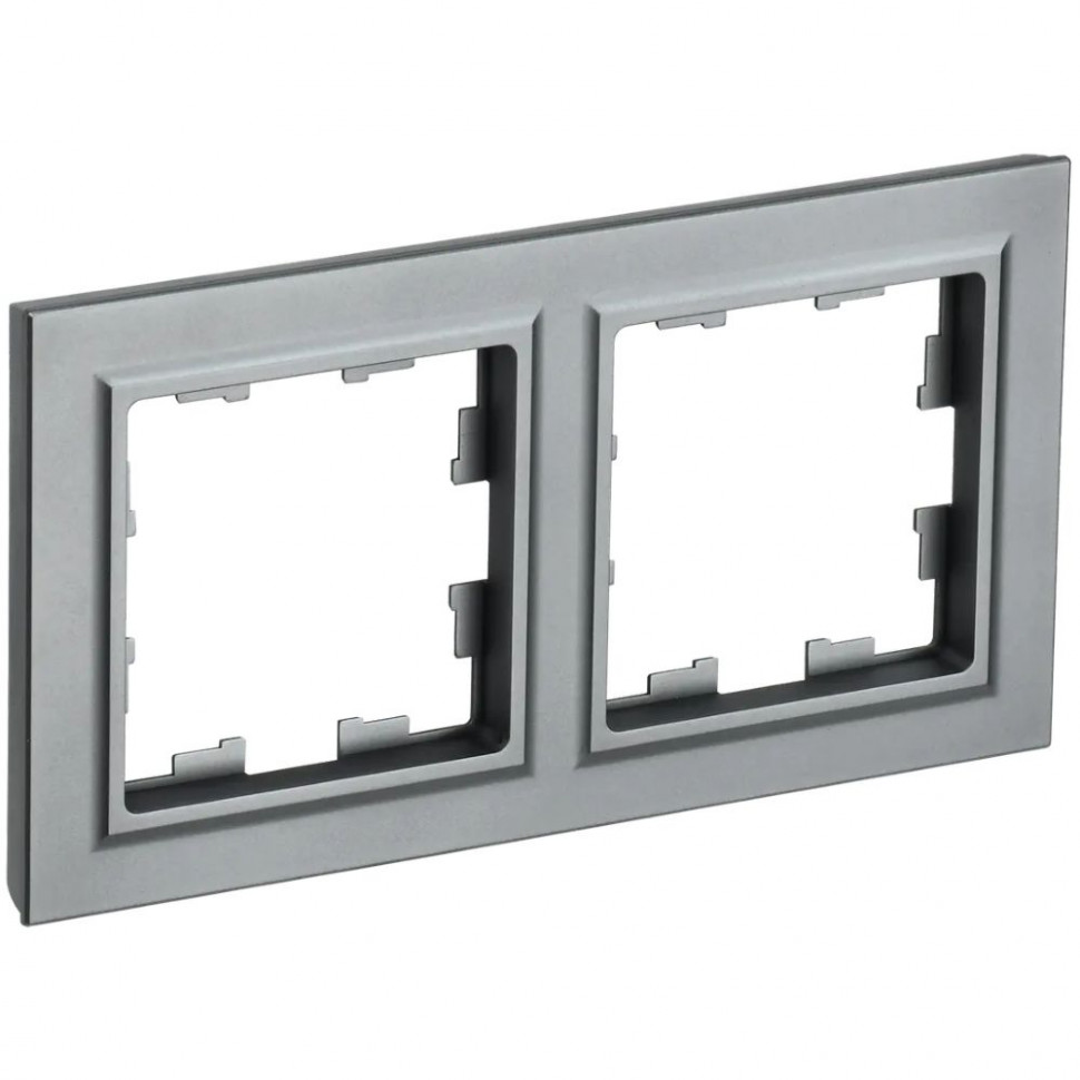 Рамка на 2 поста IEK Brite РУ-2-БрС сталь фото 1 — Multielectrika