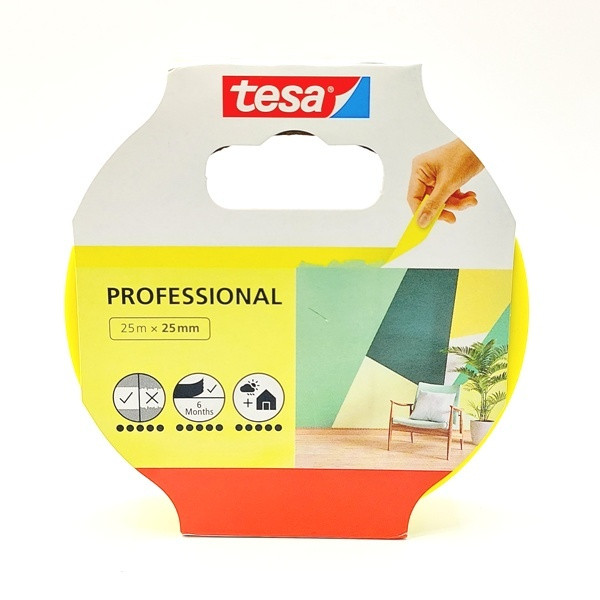 Малярная лента Tesa для четкого края, 25 мм х 25 м желтая фото 1 — Multielectrika