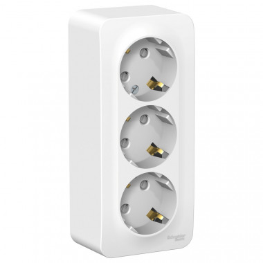 Розетка тройная Systeme Electric Blanca со шторками, с изолир. пластиной, белая 16А — Multielectrika