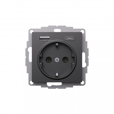 Розетка силовая+USB A+C Systeme Electric AtlasDesign 16А, 5В/2,4А/3,0А, 2х5В/1,5А, базальт — Multielectrika